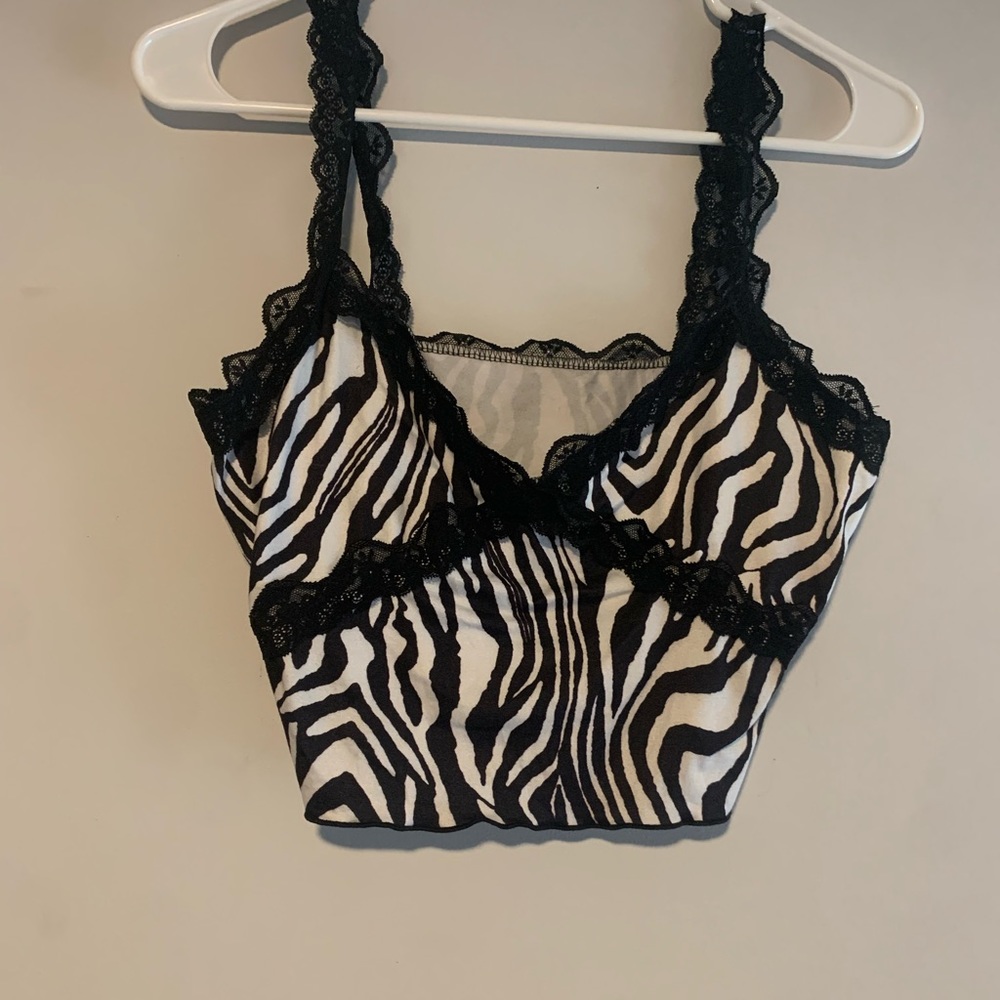 Shein laced zebra print crop top